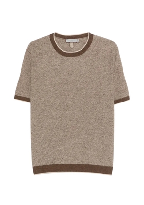 Canali trimmed short-sleeve T-shirt - Brown