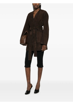 Nour Hammour Anika suede tie-waist jacket - Brown