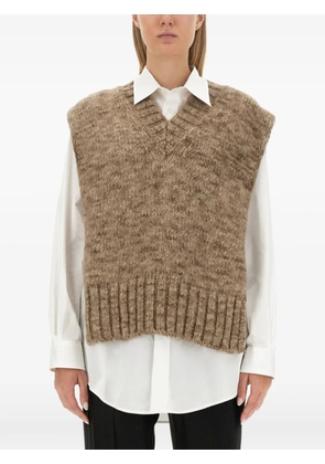 Maison Margiela knitted V-neck vest - Brown
