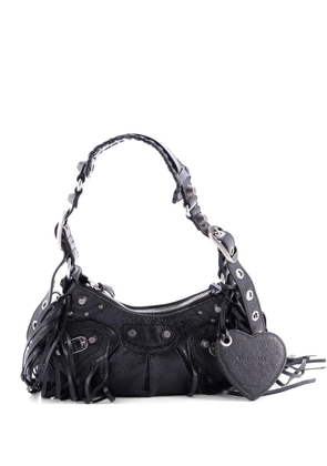 Balenciaga Pre-Owned Le Cagole Giant Studs Fringe Shoulder Bag Leather XS hobo bag - Black