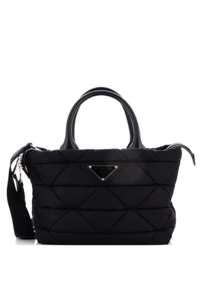 Prada Pre-Owned Padded Tote Bag Quilted Re-Nylon with Leather Small satchel - Black