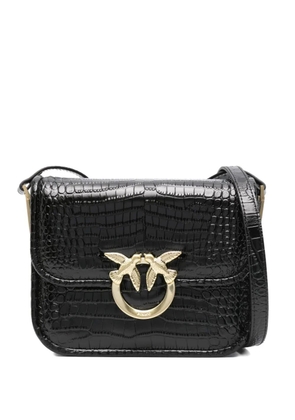 PINKO crocodile-effect flap shouder bag - Black