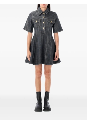 GANNI foiled denim mini dress - Black