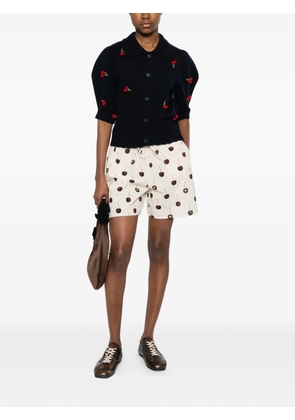 Stine Goya embroidered-cherries collared cardigan - Blue