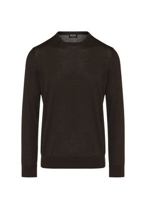 Zegna round-neck long-sleeve sweater - Brown