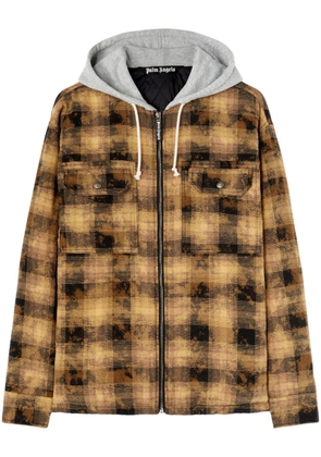 Palm Angels checkered zip-fastened hoodie - Brown