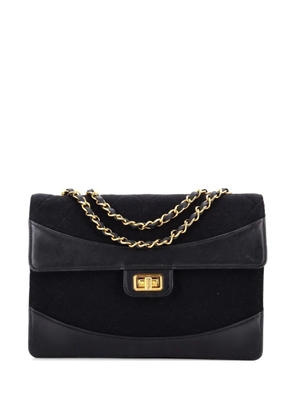 CHANEL Pre-Owned Mademoiselle Lock Flap Bag Quilted Jersey and Leather Medium shoulder bag - Black