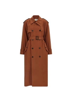 Saint Laurent belted double-breasted coat - Brown