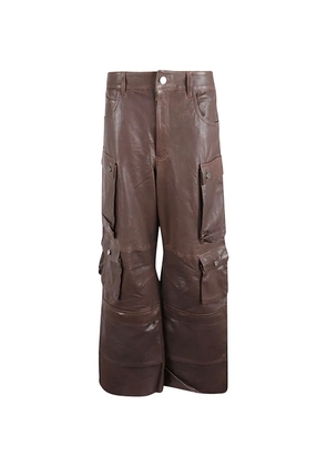 FERMAS leather cargo pants - Brown