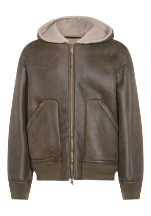 Salvatore Santoro hooded zip leather jacket - Green