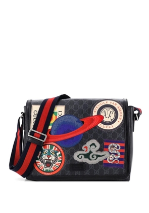 Gucci Pre-Owned Night Courrier Flap Messenger GG Coated Canvas with Applique Large crossbody bag - Black