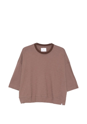 WOC ribbed trim short-sleeve top - Brown