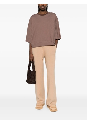 WOC ribbed trim short-sleeve top - Brown