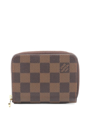 Louis Vuitton Pre-Owned 2012 damier-pattern zip-up wallet - Brown