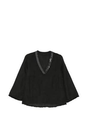120% Lino sequin-embellished blouse - Black