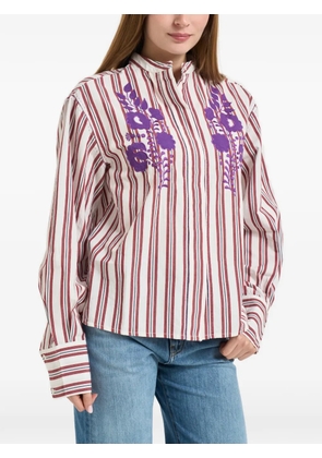 Antik Batik Miradi striped-pattern embroidered shirt - White