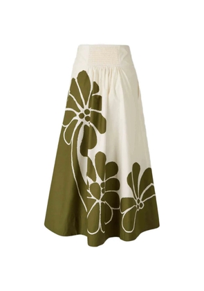 FARM Rio floral midi skirt - White