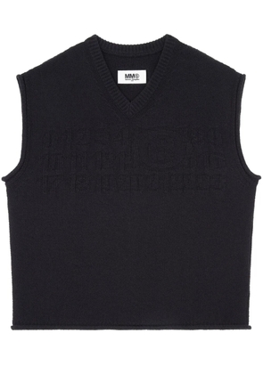 MM6 Maison Margiela numbers-motif V-neck vest - Black