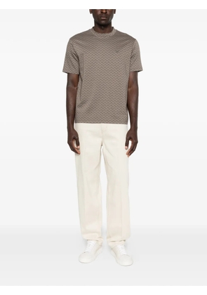 Emporio Armani Icon chevron-pattern cotton T-shirt - Brown