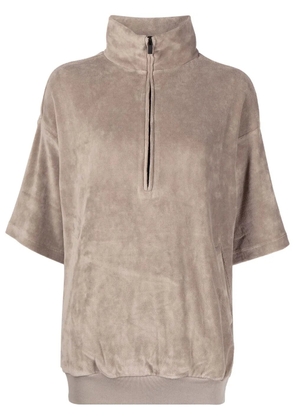 FEAR OF GOD ESSENTIALS velour mock-neck half-sleeve top - Grey