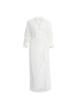 Donde Esteban shirt tie midi dress - White