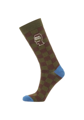 Brain Dead Logohead checkered socks - Green