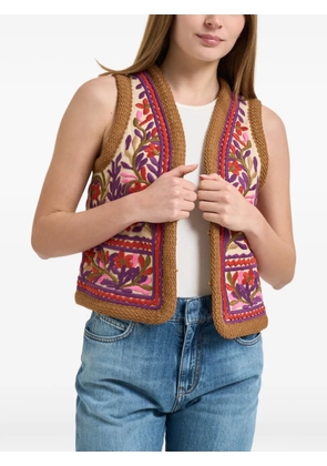 Antik Batik braided-trims embroidered gilet - Neutrals