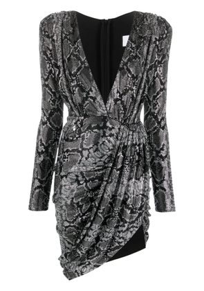 Philipp Plein plunging V-neck rhinestone minidress - Silver