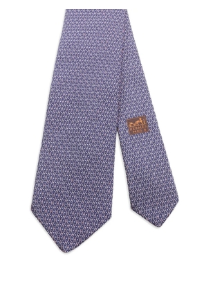 Hermès Pre-Owned 2020s H-patterned silk tie - Blue