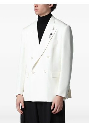 Lardini brooch-detail double-breasted blazer - White