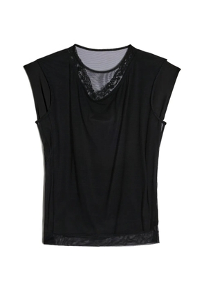 Simone Rocha Layered Liquid Cap Sleeve Lace Trim cotton T-Shirt - Black