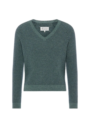 Maison Margiela waffle-knit V-neck sweater - Green