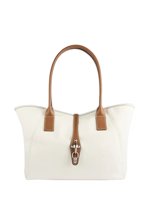 Fay leather-trim tote bag - White