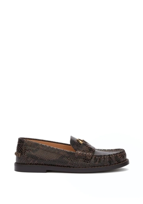 Odissì Kali signature decorative python-effect leather loafers - Brown