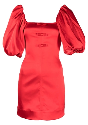 GANNI double-satin puff-sleeve minidress - Red