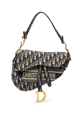 Christian Dior Pre-Owned 2019 Oblique Embroidered Canvas Saddle Bag shoulder bag - Blue