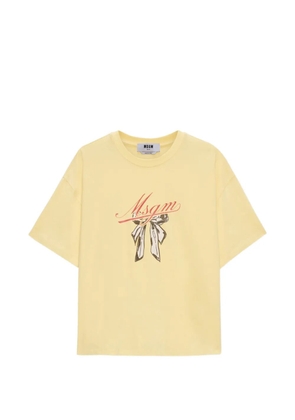 MSGM bow-graphic shirt-sleeve T-shirt - Yellow