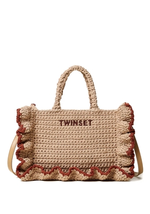 TWINSET ruffled-trim tote bag - Neutrals