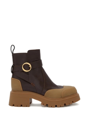 Odissì Ornella lugged sole buckle boots - Brown