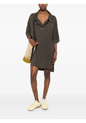 Lacoste camp-collar silk mini dress - Brown