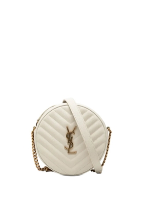 Saint Laurent Pre-Owned 2019 Grain De Poudre Chevron Round Vinyle Camera Bag crossbody bag - White