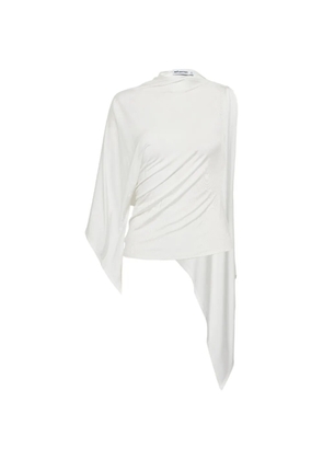 Self-Portrait draped relaxed-fit top - White