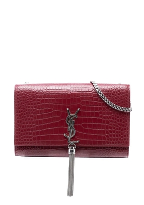 Saint Laurent Pre-Owned 2017 Medium Croc Embossed Leather Monogram Kate Tassel crossbody bag - Red