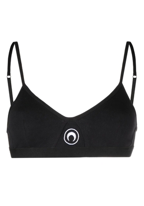 Marine Serre Crescent Moon-embroidered bra - Black