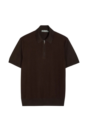 Canali half-zip textured polo shirt - Brown
