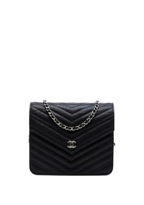 CHANEL Pre-Owned 2017-2018 CC Chevron Caviar Square Wallet On Chain crossbody bag - Black