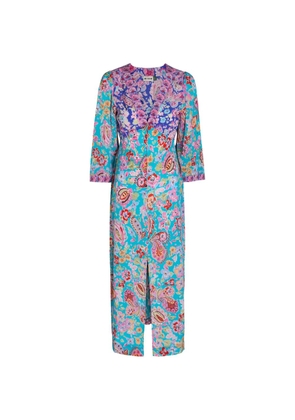 Rixo Dahlia floral-print silk midi dress - Blue