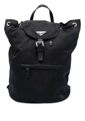 Prada Pre-Owned 2013-2025 Saffiano Trimmed Tessuto Drawstring backpack - Black