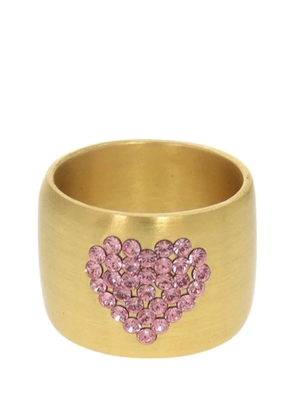 CHANEL Pre-Owned 2002 CC Gold Plated Rhinestone Heart Ring costume ring