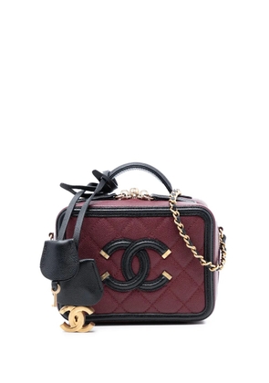 CHANEL Pre-Owned 2019 Small Bicolor Caviar CC Filigree Vanity Case satchel - Red